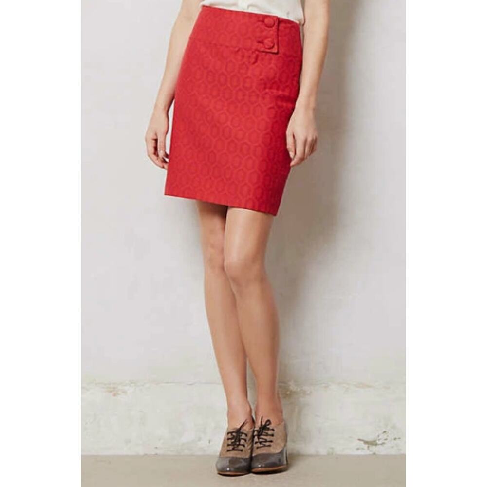 Anthropologie Maeve Audra Pencil Skirt in Red Size 0